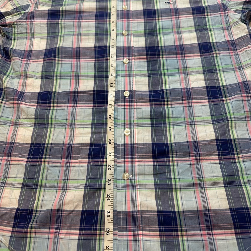 Vineyard Vines Plaid Whale Shirt Large Classic Fit Button Down Pink Navy Green - Picture 9 of 16